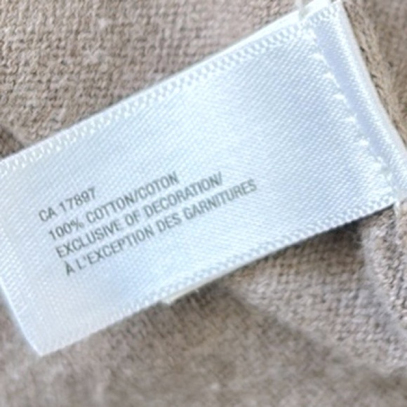 Vintage Y2K GAP Brown 3/4 Sleeve Cotton Knit Sweater w Gunmetal Sequin Trim - Picture 6 of 6